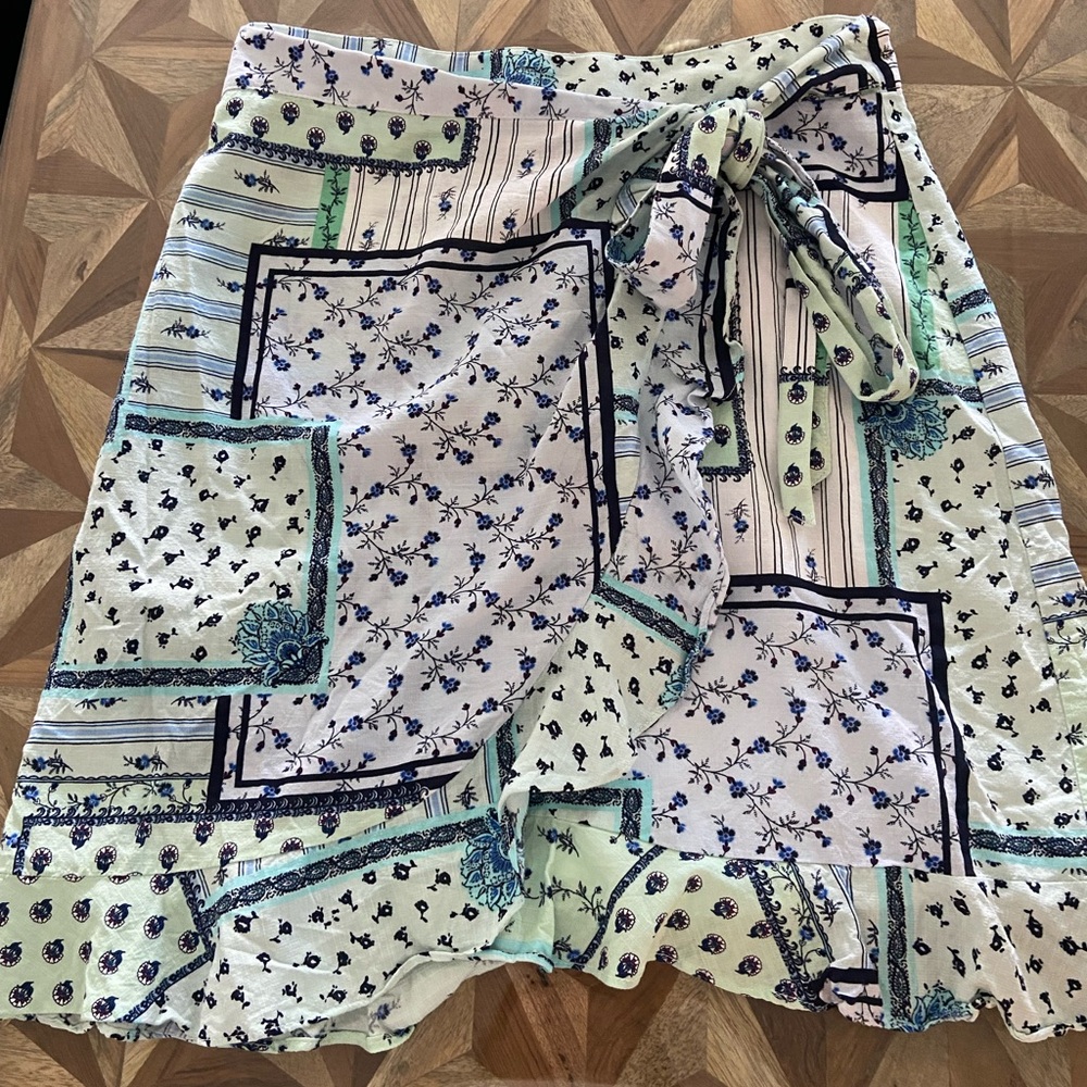 LOFT Patchwork Ruffle Wrap Skirt